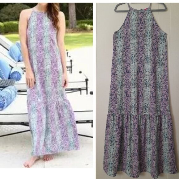 Caroline Hill Size M Bohemian Halter Sleeveless Electric Snake Womens Maxi Dress - Picture 1 of 6